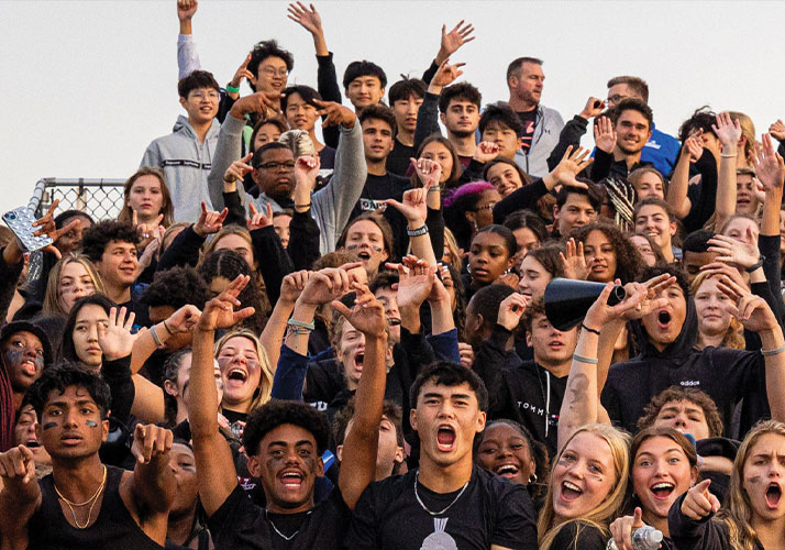 Photo of a crowd of students cheering. Link to Donor-Advised Funds